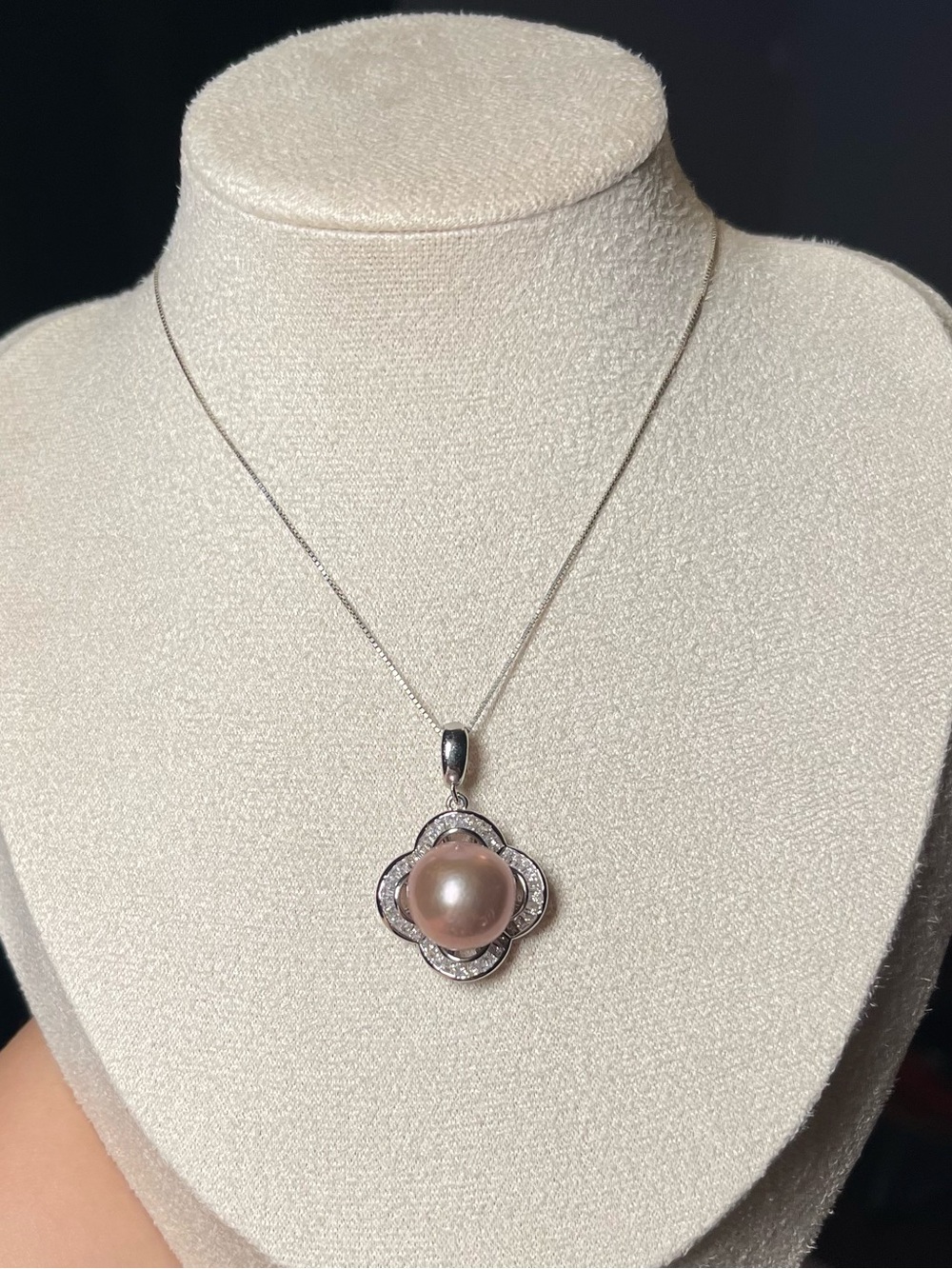 Classic Pink Freshwater Pearl Flower Pendant - silver tone